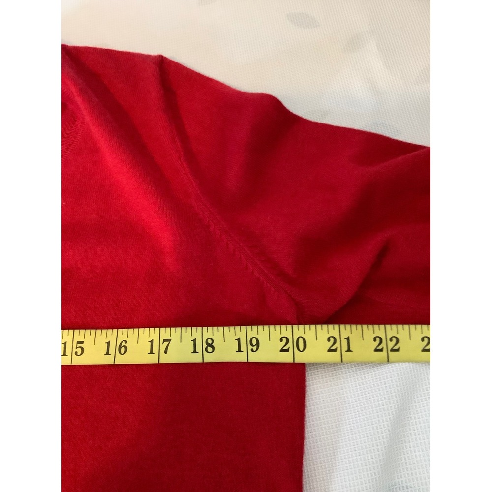 Talbots Petite Red V-Neck Sweater Button Side Detail Cotton Blend Size MP - Picture 13 of 13